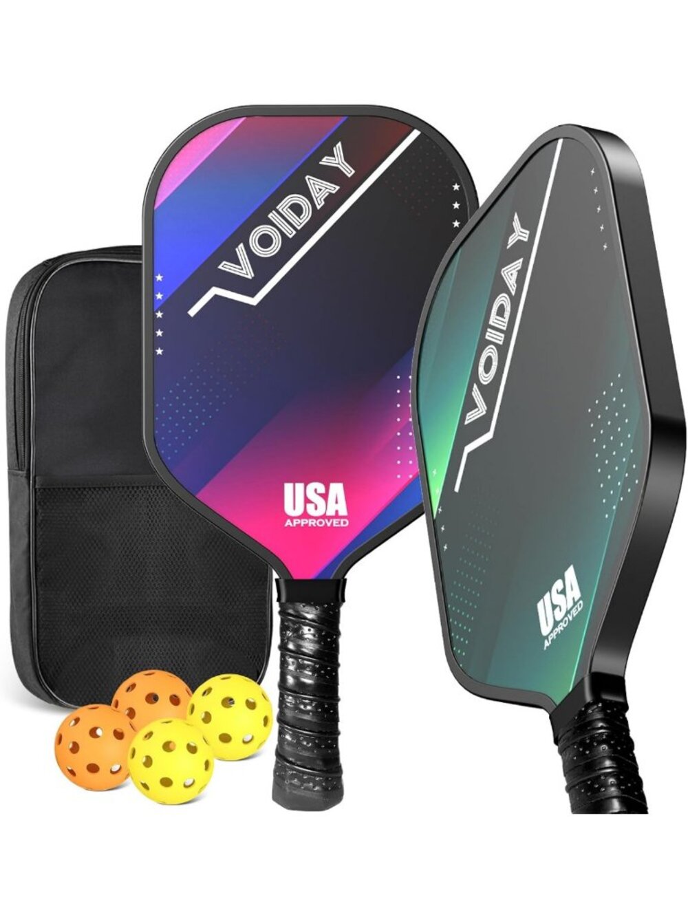 Set of 2 Pickleball Paddles with 4 Balls & Storage Bag - Ideal for All Skill